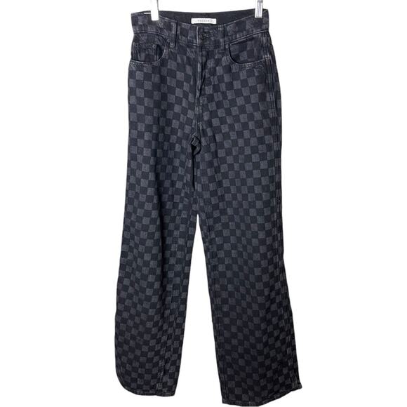 Pacsun Eco Black/Gray Checkerboard High Waisted Baggy Jeans, Relaxed Weekend, 24 - Picture 6 of 11